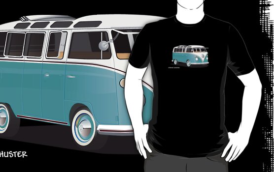 VW Bus T2 Teal White by Frank Schuster