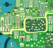 Cartoon Map of New York by Anastasiia Kucherenko