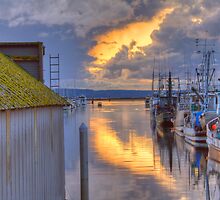 Burning Clouds in the Harbor by Dale Lockwood