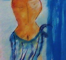 Lady in blue,watercolor by Anna Lewis