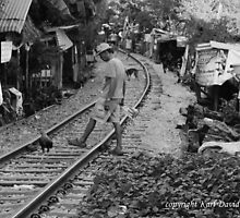 tracks (black and white) by Karl David Hill