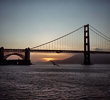 Golden Gate Bridge - Sunset From Torpedo Wharf by Rodney Johnson