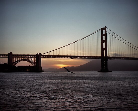 Golden Gate Bridge - Sunset From Torpedo Wharf by Rodney Johnson Golden Gate Bridge - Sunset From Torpedo Wharf by Rodney Johnson