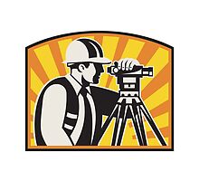 Surveyor Engineer Theodolite Total Station Retro by patrimonio