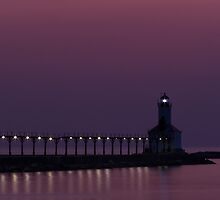 Michigan City, Indiana's East Pierhead Light at Twilight by Kenneth Keifer