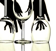 Abstract Hands and Wine Glasses by BlinkImages