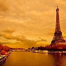 Tour Eiffel - Vintage Golden Parisian Landscape by Mark Tisdale