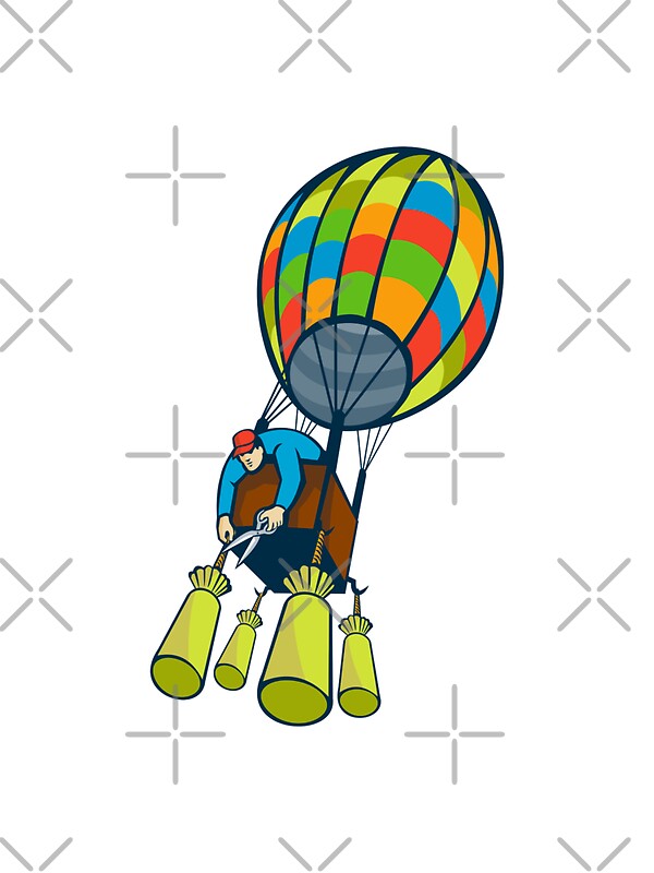 "Man Cutting Ballast Hot Air Balloon " by retrovectors Redbubble