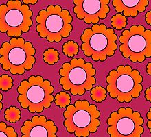 Orange daisies on magenta by CatchyLittleArt