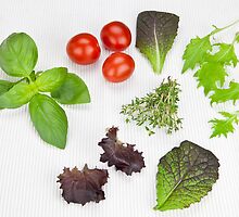 green Salad and spices and tomatoes by Joana Kruse