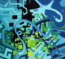 Held Gently in Blue - Abstract Acrylic Canvas Painting - TOP by jeffjag