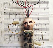 WIRED for SOUND - art assemblage mixed media sculpture by LindaAppleArt