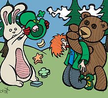 Teddy Bear And Bunny - Not So Lucky by Brett Gilbert