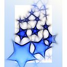 Christmas card with blue stars by Cheryl Hall