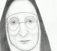 Nun Wearing Glasses - Pencil Portrait by Janette Oakman