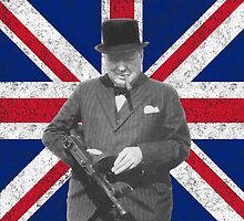 Churchill Posing With A Tommy Gun by warishellstore