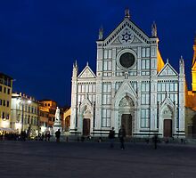 Blue Hour - Santa Croce Church, Florence, Italy by Georgia Mizuleva