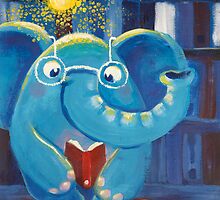 Reading- Rondy the Elephant with an iteresting book by oksancia