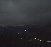 Driving at Night: Berthoud Pass 2 by Audrey Farber