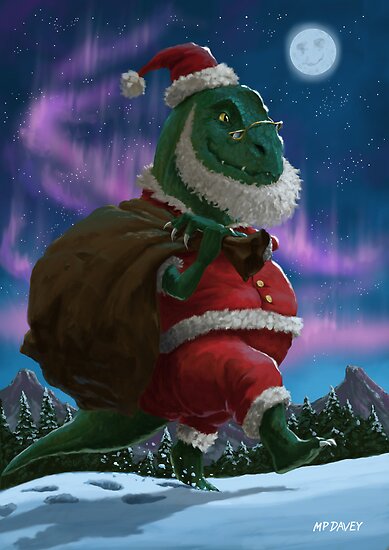 quot dinosaur christmas santa out in the snow quot by martyee quot dinosaur christmas santa out in the snow quot by martyee