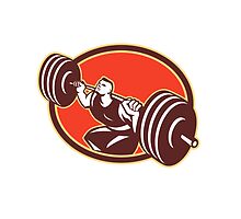 Weightlifter Lifting Barbells Cross-fit RetroWeightlifter Lifting Barbells Cross-fit Retro by patrimonio
