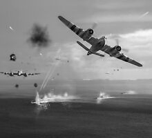 Beaufighters attacking E-boats black and white version by Gary Eason + Flight Artworks