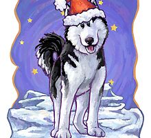 Husky Christmas Card by Traci VanWagoner