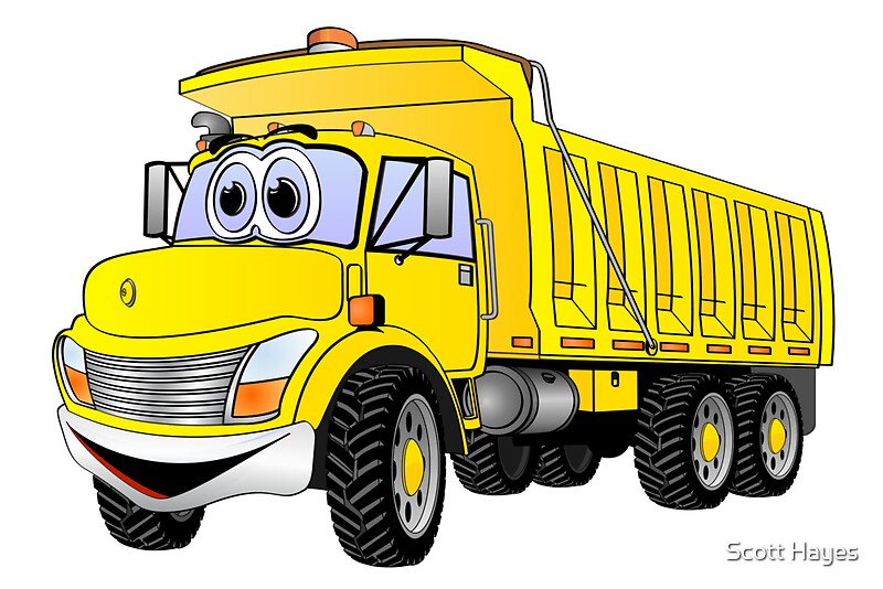 "Dump Truck 3 Axle Yellow Cartoon" by Graphxpro | Redbubble