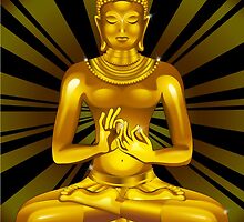 Buddha Siddhartha Gautama Golden Statue by BluedarkArt