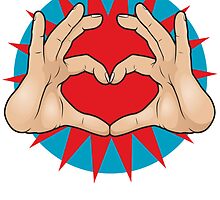 Pop Art Hand Heart Hand Sign by jorgenmac