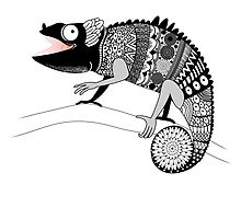 graphic ornamental chameleon by Tanor