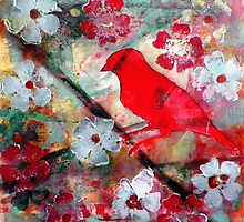 Red Bird Singing by Belinda "BillyLee" NYE (Printmaker)