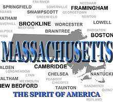 Massachusetts State Pride Map Silhouette by KWJphotoart