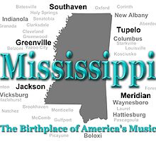Mississippi State Pride Map Silhouette by KWJphotoart