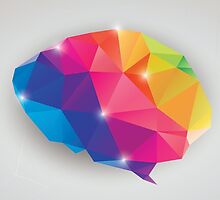 Abstract geometric human brain, triangles, creativity by BlueLela