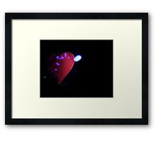 Saint Valentines day red love heart in darkness 35mm negative analog film photograph Framed Print