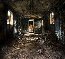 Old train carriage interior with light intruding by Anna Váczi