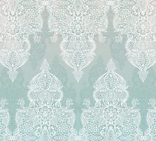 Lace & Shadows - soft sage grey & white Moroccan doodle by micklyn