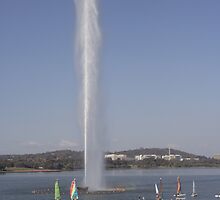 Captain Cook Memorial Fountain, Lake Burley Griffin by Cliff Manley