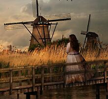 Autumn impression with two dutch windmills by JBlaminsky