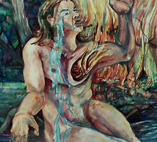 Cooling Tears of a Burning Heart Self-portrait (Mixed Media)- by Robert Dye