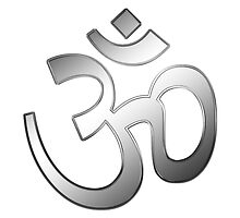 Om also Aum sign into silver metal by fuxart