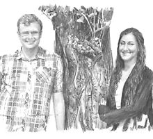 Siblings and a tree drawing by Mike Theuer