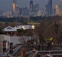View of Melbourne and surrounds from me roof #1 (post critique phase) by Col Finnie
