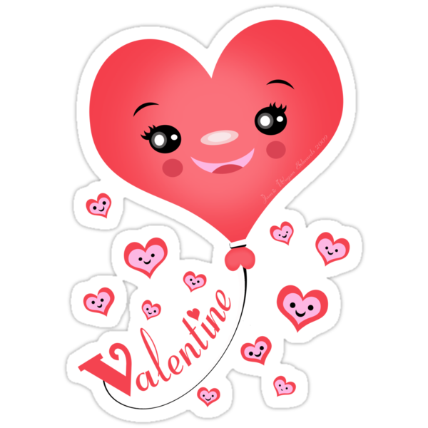 Valentine's Day Kawaii Heart T-Shirt by Jamie Wogan Edwards