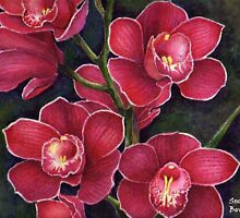 crimson flowers *featured in group all about flowers & Florals,watercolours,and pastels* &water media group! by sneha