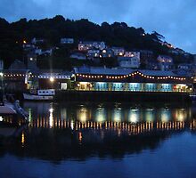 Looe harbour at night Cornwall by magichoc