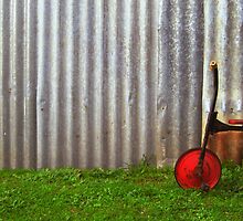 Red trike reminiscing of simpler times... by PETER CULLEY