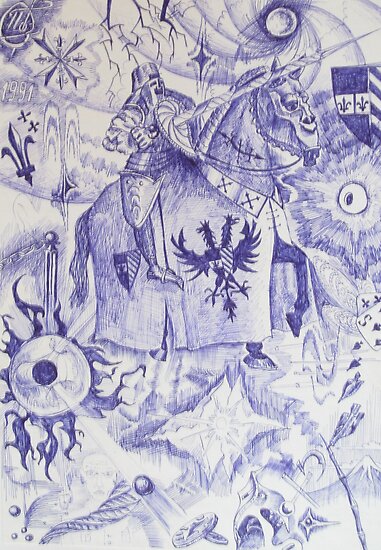 Guardian Angel Fantasy Drawing 1991 by Igor Pozdnyakov
