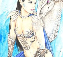 Koriah and White Dragon by morgansartworld
